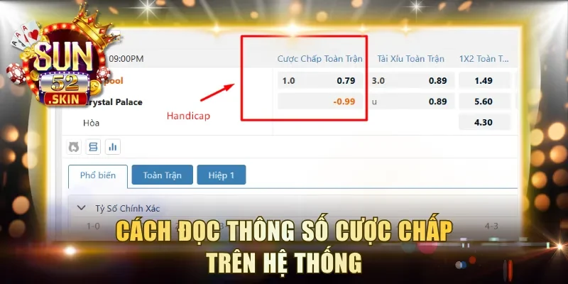 Cách đọc thông số cược chấp trên hệ thống
