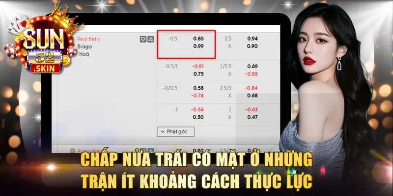 Chấp nửa trái có mặt ở những trận ít khoảng cách thực lực